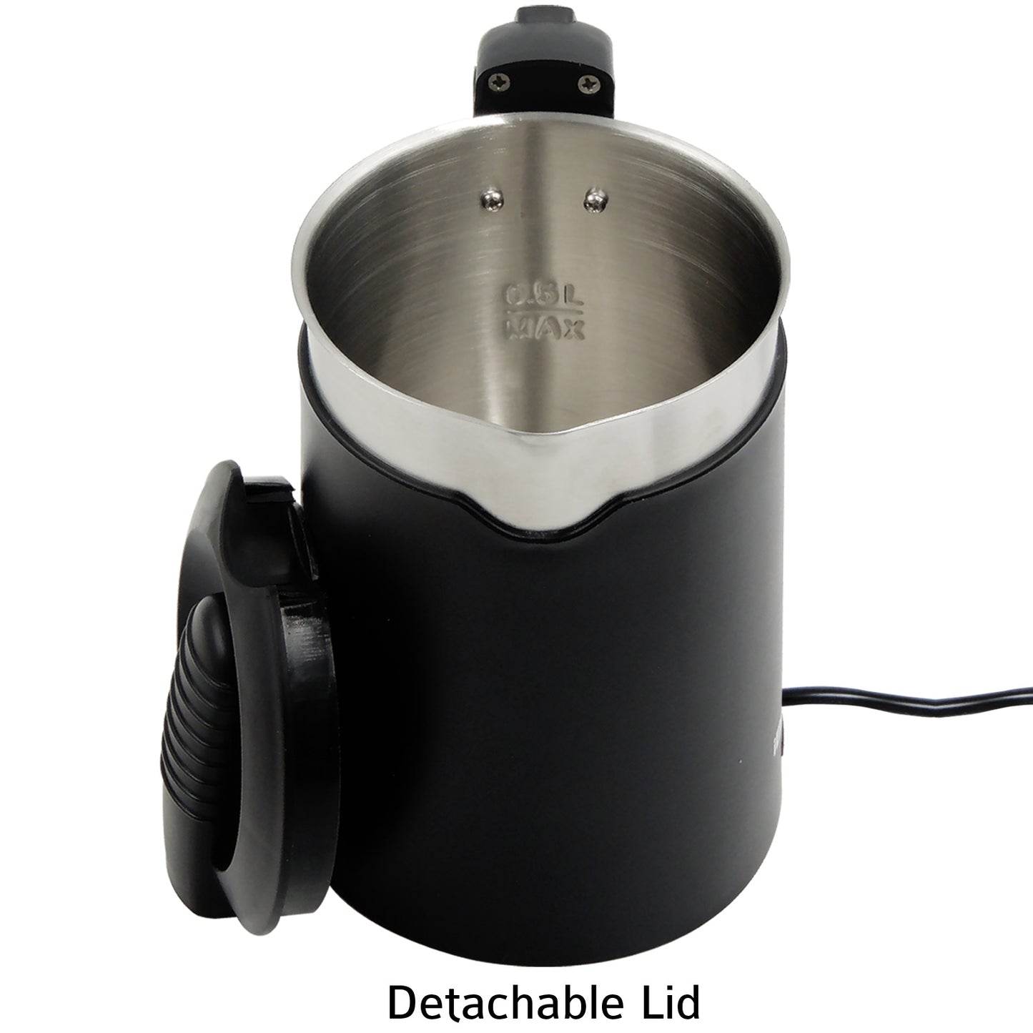 iBELL Sek105Bl Electric Kettle 500 Ml With Removable Lid,950 Watt,Auto Cut Off Function,Stainless Steel With Insulation,2 Glasses Free,Double Wall Kettle (Black),950 Watts,0.5 Liter