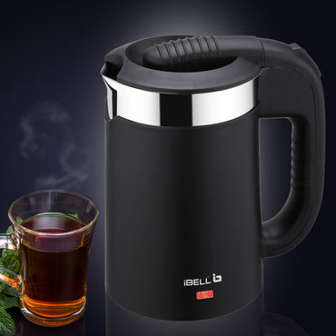 iBELL Sek105Bl Electric Kettle 500 Ml With Removable Lid,950 Watt,Auto Cut Off Function,Stainless Steel With Insulation,2 Glasses Free,Double Wall Kettle (Black),950 Watts,0.5 Liter