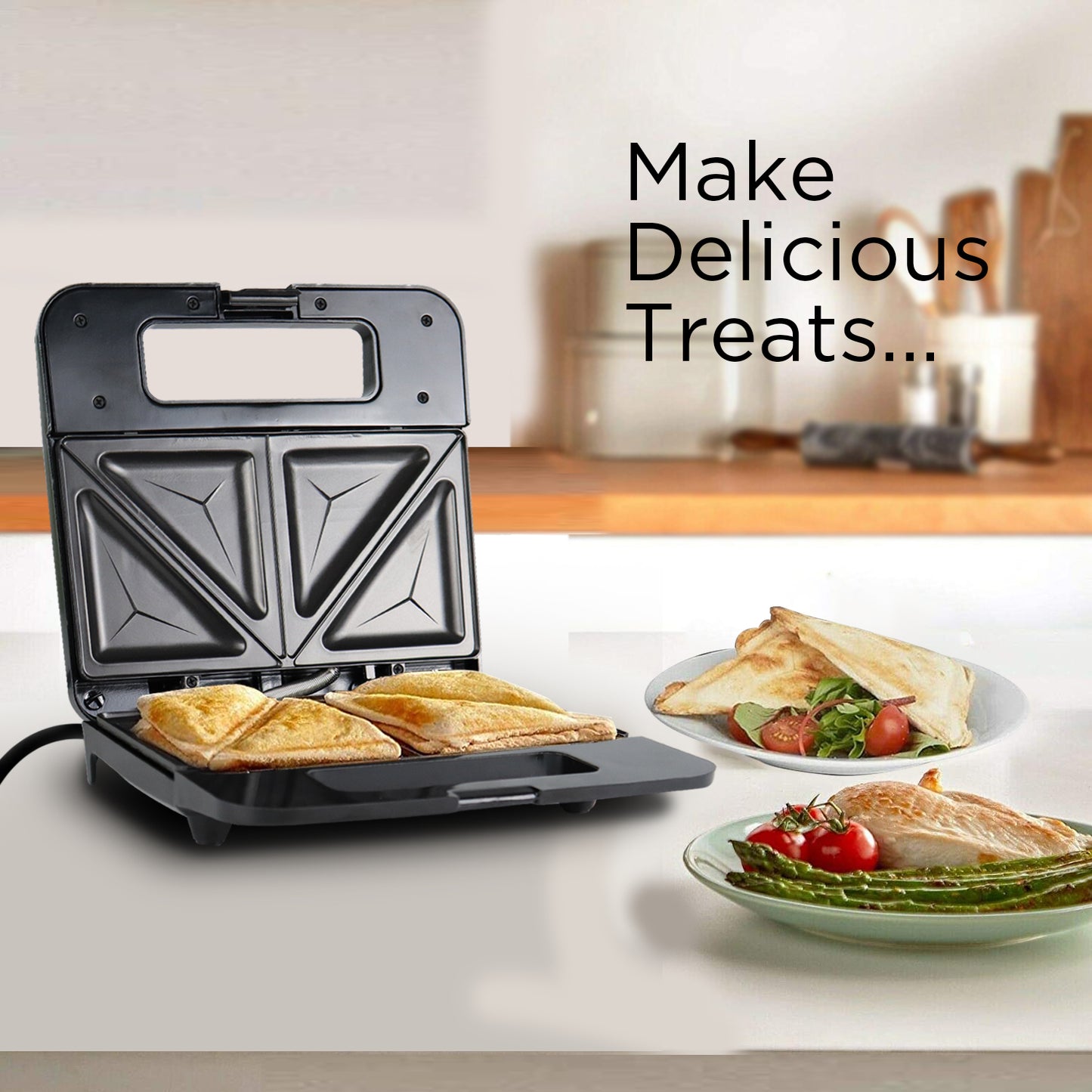 iBELL SM410N Sandwich Maker with Non Stick Sandwich Plates Grill & Toast, Electric, Nonstick, 800 Watt (Black)