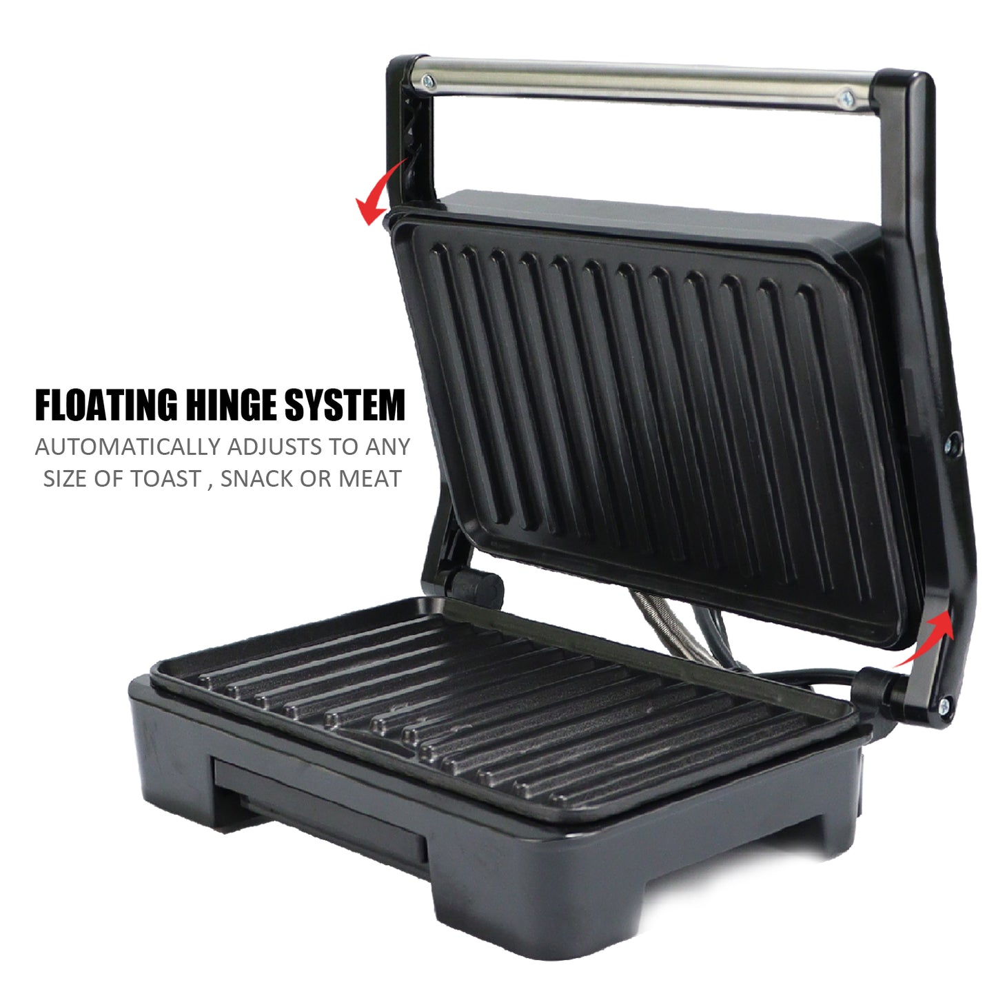 iBELL SM1515 Sandwich Maker with Floating Hinges, 1000Watt, Panini/Grill/Toast (Black)