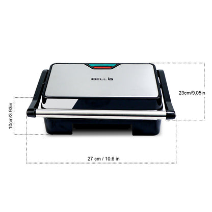 IBELL SM1515C Electric Sandwich Maker 1000W With Non Toxic Ceramic Coated Plates, Floating Hinges, Adjustable Size, Panini/Toaster/Grill(black)