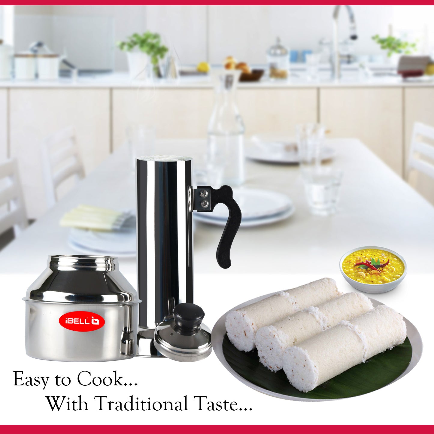 iBELL Stainless Steel Puttu Kudam - Silver