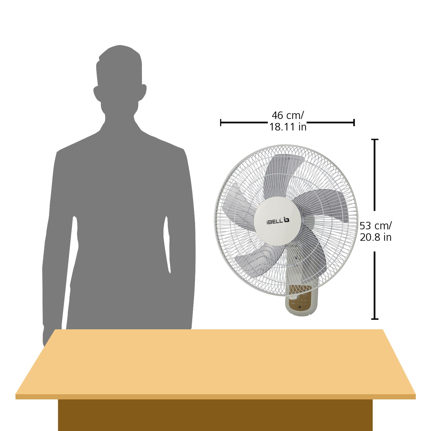 IBELL VIVA High Speed Wall Fan with Remote, 5 Leaf, 406mm, Low Noise Motor, White