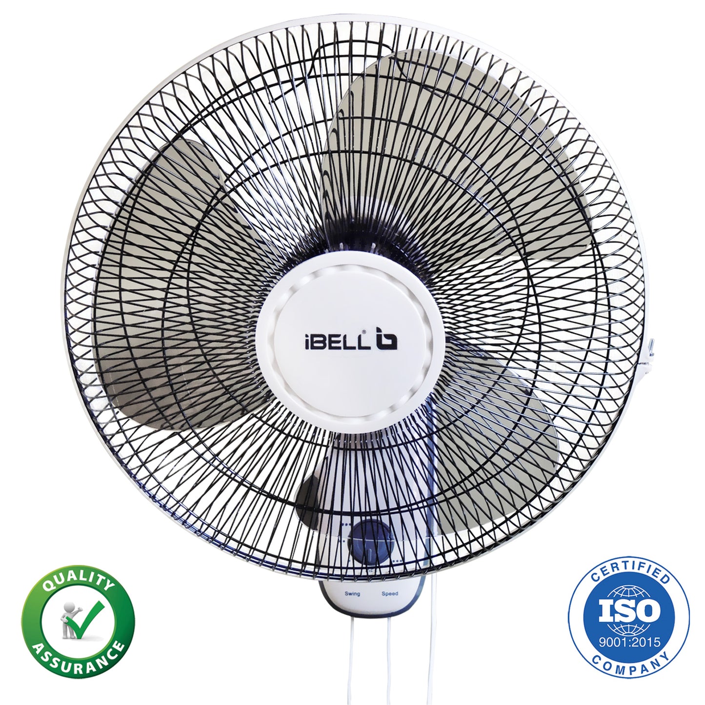 IBELL 9816WF High Speed Wall Fan with 3 Leaf, 406mm, Low Noise Motor (Ivory White)