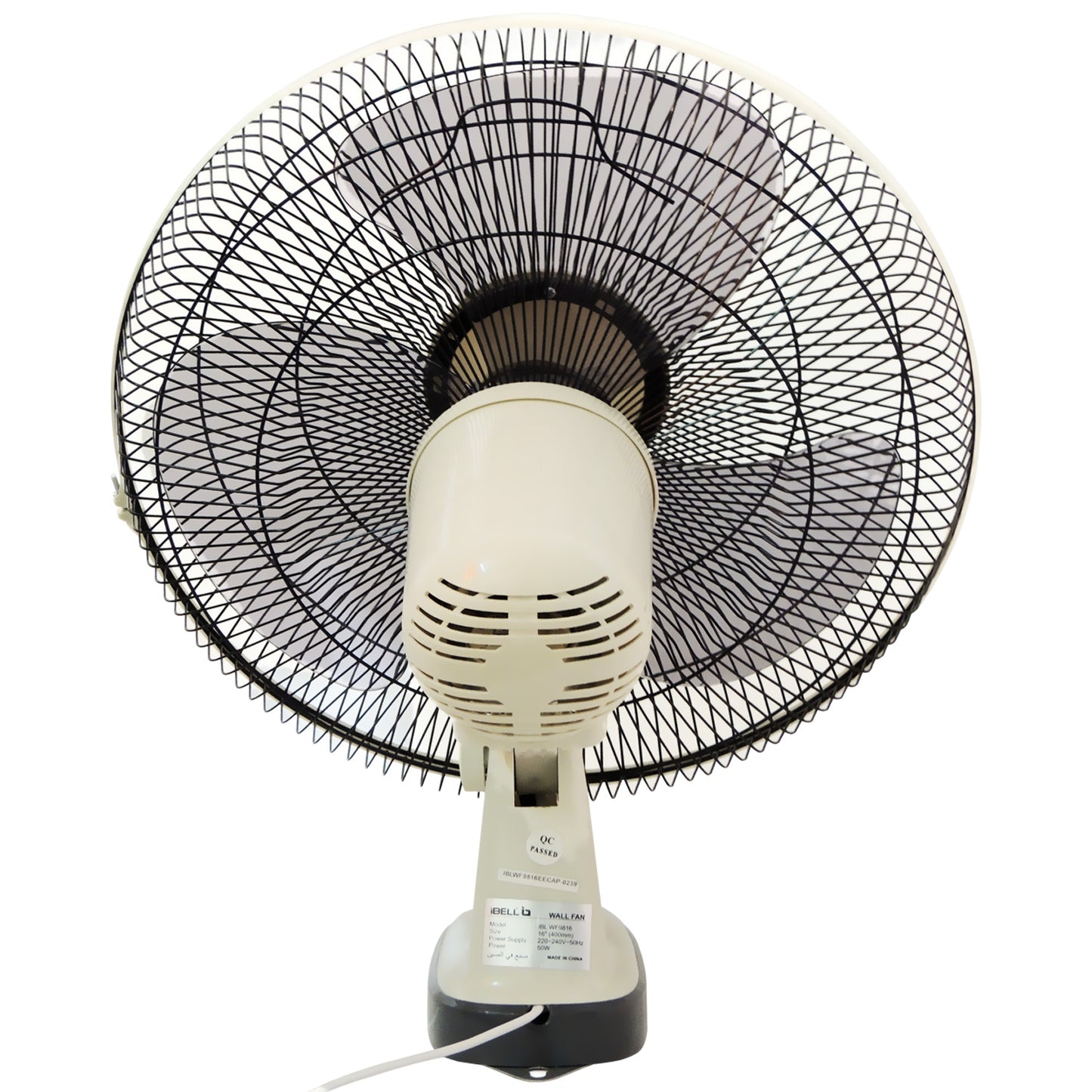 IBELL 9816WF High Speed Wall Fan with 3 Leaf, 406mm, Low Noise Motor (Ivory White)
