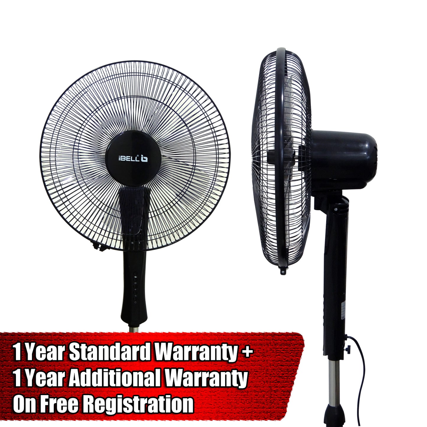 IBELL WINDP10 Pedestal Fan 5 Leaf with Remote and High Air Flow,406mm, 55W, High Speed, 100% Copper & Timer Function, Black