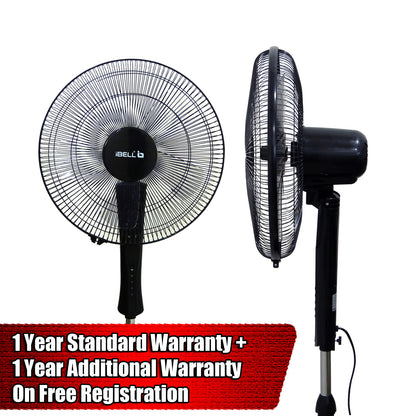 IBELL WINDP10 Pedestal Fan 5 Leaf with Remote and High Air Flow,406mm, 55W, High Speed, 100% Copper & Timer Function, Black