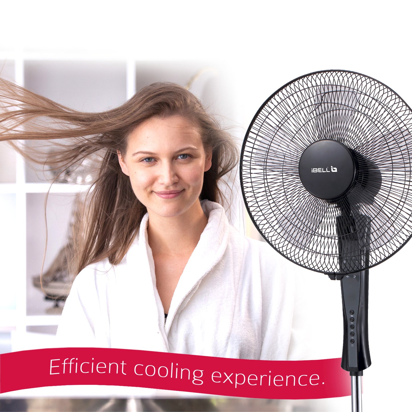 IBELL WINDP10 Pedestal Fan 5 Leaf with Remote and High Air Flow,406mm, 55W, High Speed, 100% Copper & Timer Function, Black