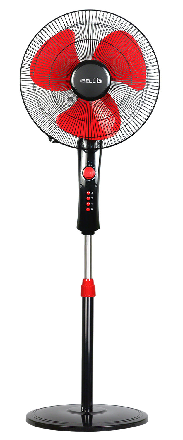 IBELL Zephyr03 Pedestal Fan 3 Leaf 400Mm With Timer And High Speed Motor (Red), 4 Stars