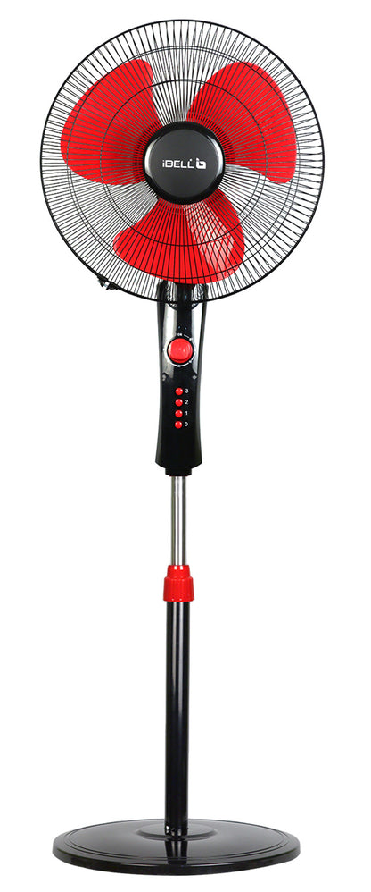 IBELL Zephyr03 Pedestal Fan 3 Leaf 400Mm With Timer And High Speed Motor (Red), 4 Stars
