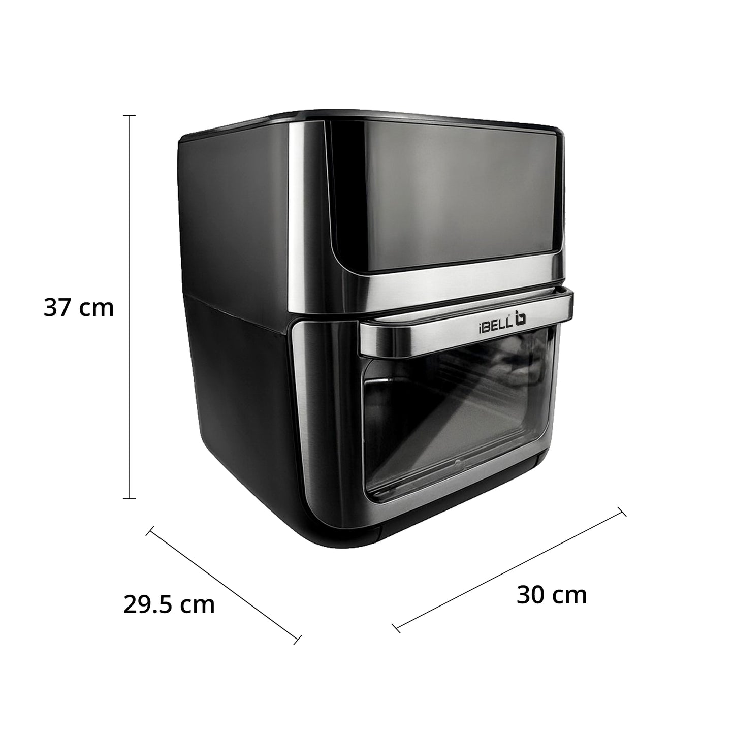 iBELL AF1270M 12L Air Fryer 2000W, 360° Turbo Hot Air Circulation & 10 Presets, Includes Rotisserie, Skewer Set, Rotating Mesh Basket & Crisper Tray. Auto-Off (BLACK)