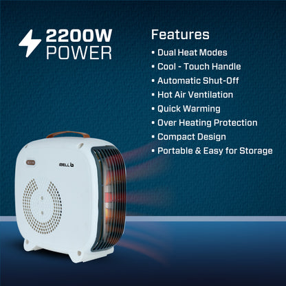 IBELL Electric Portable Room Heater | 2200W | Dual Heating Modes | Advanced Overheat Protection | Automatic shut off | Quick Warming | 2-year Warranty | White