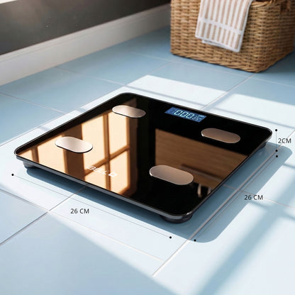 iBELL BS260BT Smart Weight Machine for Body weight, Weighing Scale with Bluetooth, Tempered Glass, LCD Display (Black)