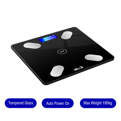 iBELL BS260BT Smart Weight Machine for Body weight, Weighing Scale with Bluetooth, Tempered Glass, LCD Display (Black)