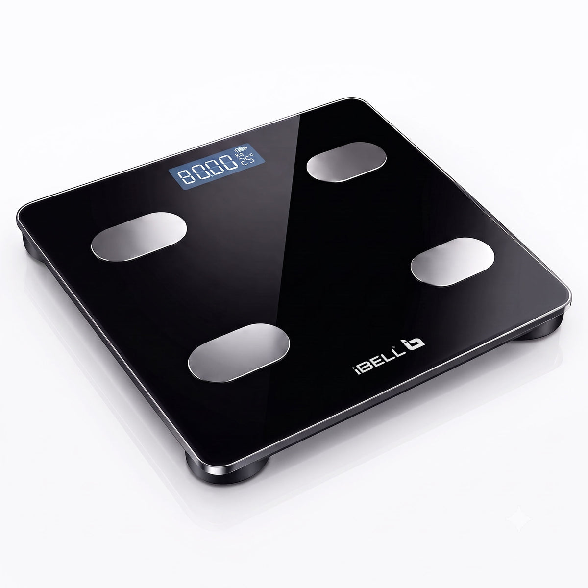 iBELL BS260BT Smart Weight Machine for Body weight, Weighing Scale with Bluetooth, Tempered Glass, LCD Display (Black)