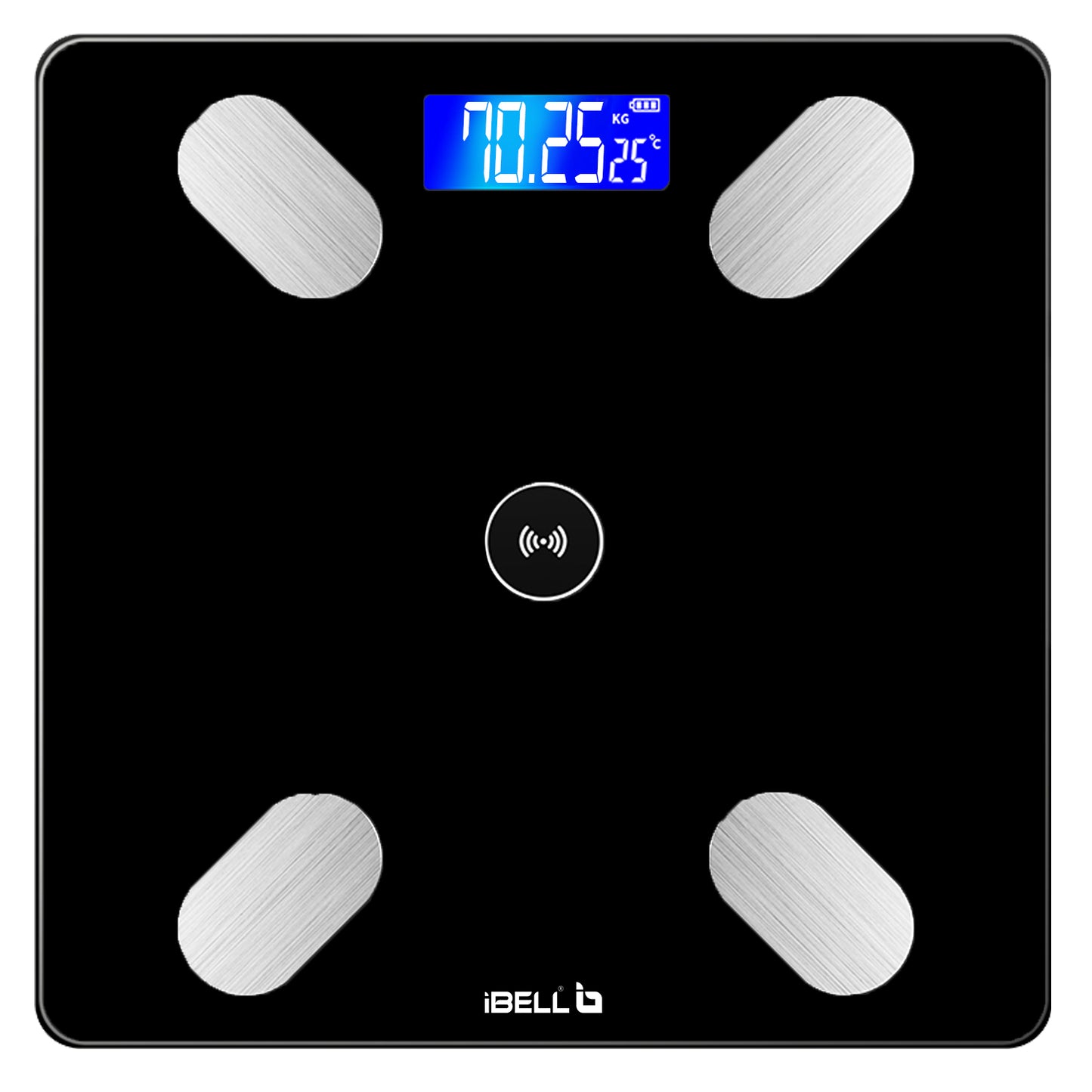 iBELL BS260BT Smart Weight Machine for Body weight, Weighing Scale with Bluetooth, Tempered Glass, LCD Display (Black)