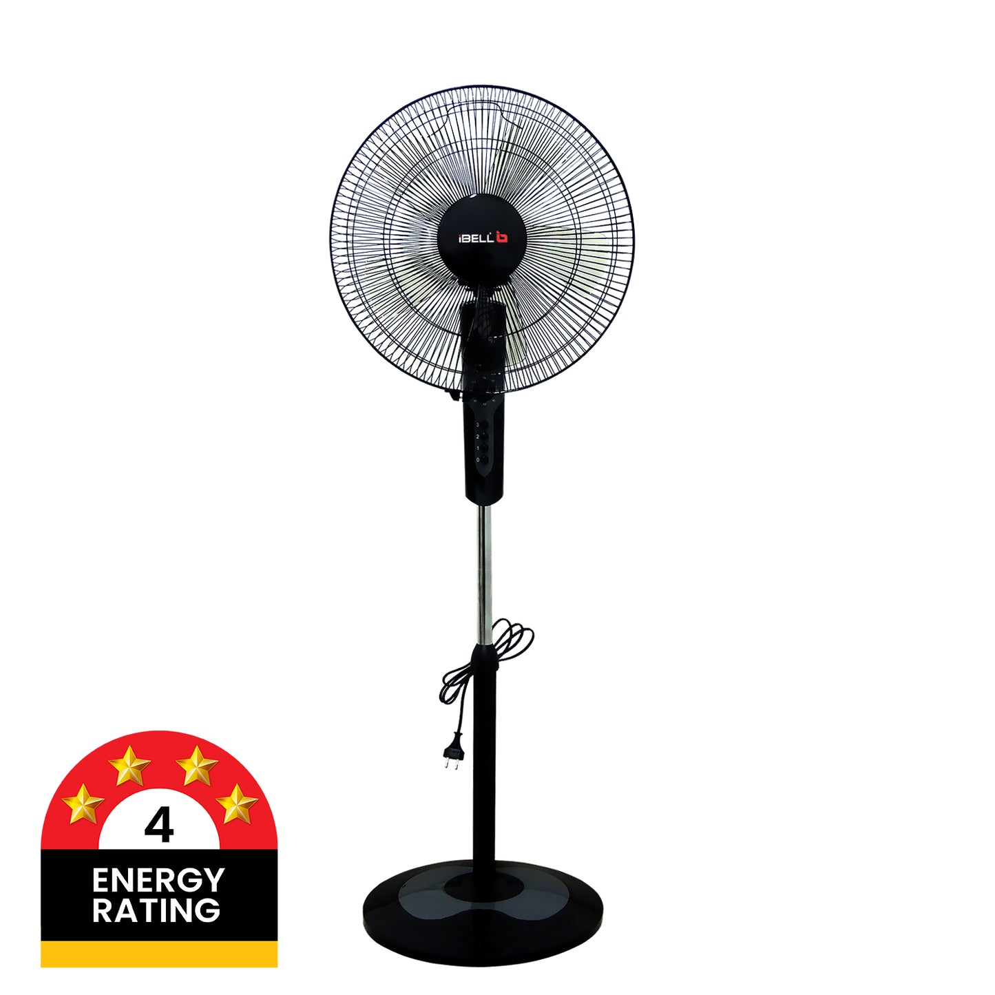 IBELL CHROME10 5 Leaf Pedestal Fan with Timer. High Speed motor - Black