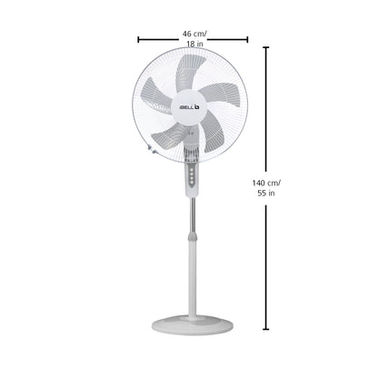 IBELL CHROME10 Pedestal Fan with Timer, 5 Leaf, 406mm, High Speed Motor (White)