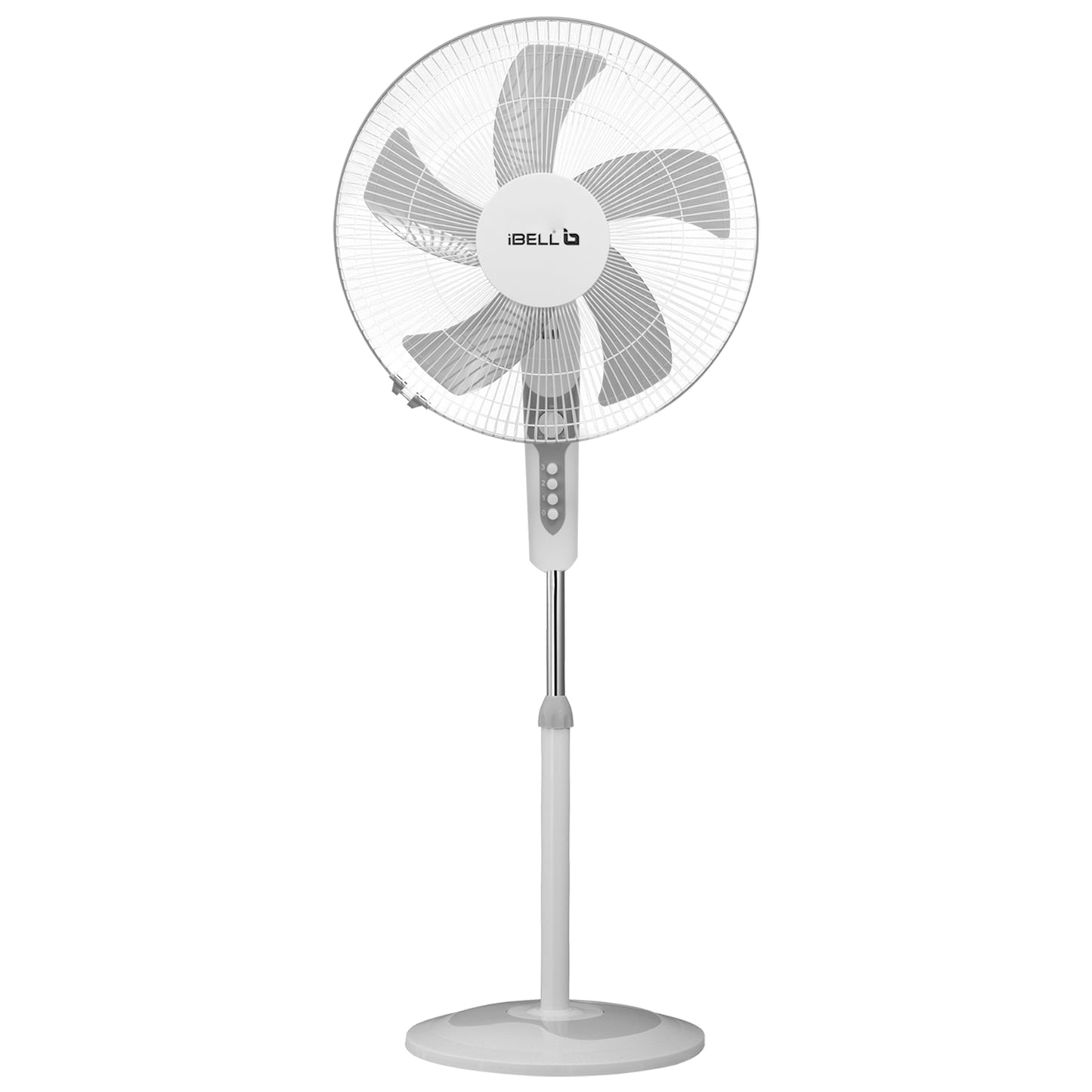 IBELL CHROME10 Pedestal Fan with Timer, 5 Leaf, 406mm, High Speed Motor (White)