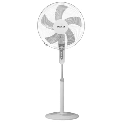 IBELL CHROME10 Pedestal Fan with Timer, 5 Leaf, 406mm, High Speed Motor (White)