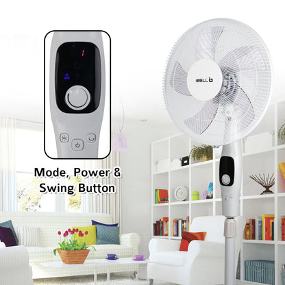 IBELL CLASSY P16 SB WHITE Pedestal Fan 5 Leaf with Remote and High Air Flow, 55W, LED Display, High Speed, Copper Motor, 400 millimeters