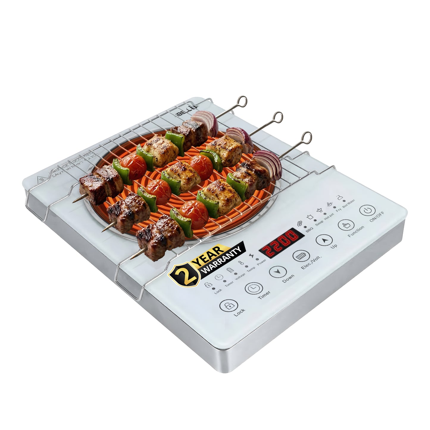 iBELL CLOUD390 Infrared Cooktop 2200W | Works with All Cookware | Portable Electric Cooking Stove | Adjustable Temperature Control | White