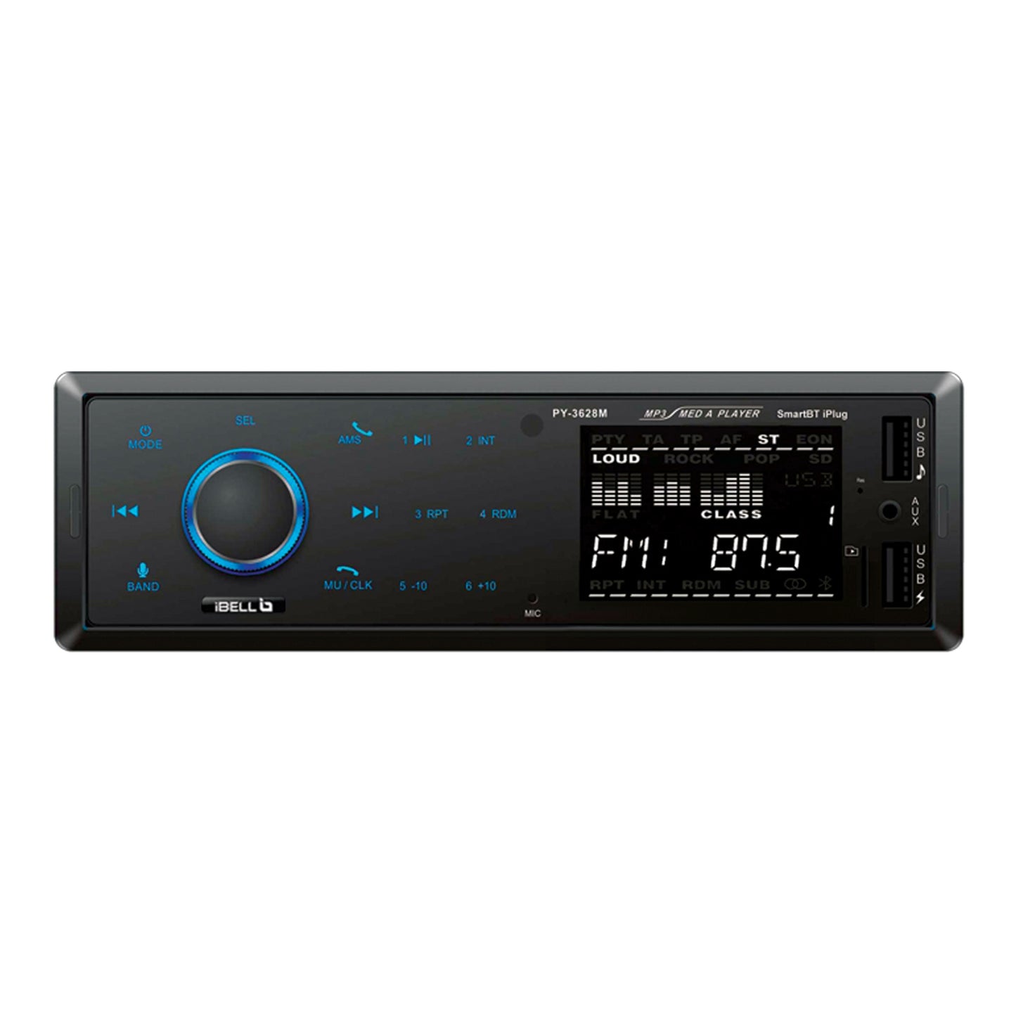 IBELL CP7920T Car Audio System, Bluetooth, Dual USB, AUX, SD Card, FM Radio, 140W Car Audio Player, LCD Display,1 DIN Music System, Voice Assistant (Black)