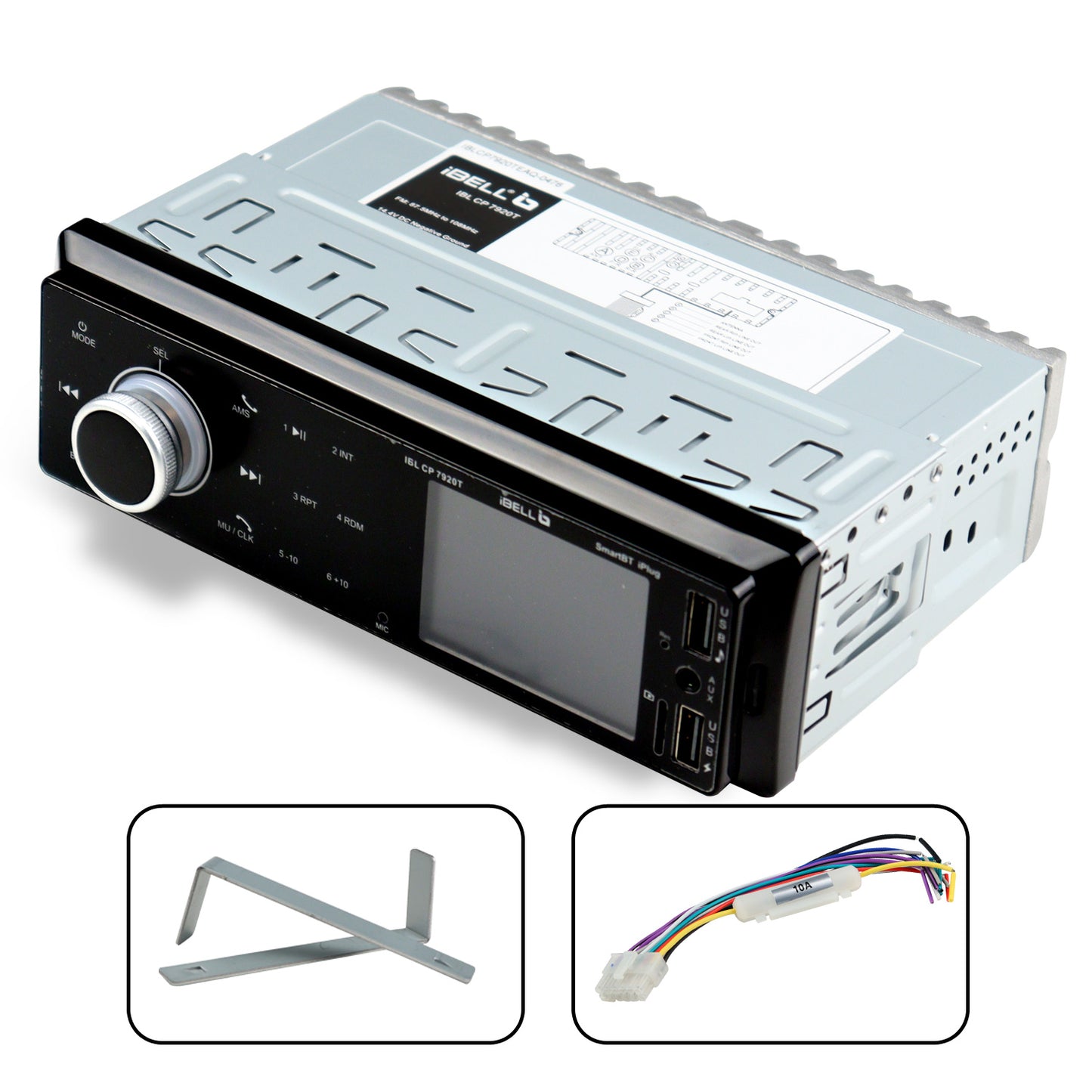 IBELL CP7920T Car Audio System, Bluetooth, Dual USB, AUX, SD Card, FM Radio, 140W Car Audio Player, LCD Display,1 DIN Music System, Voice Assistant (Black)