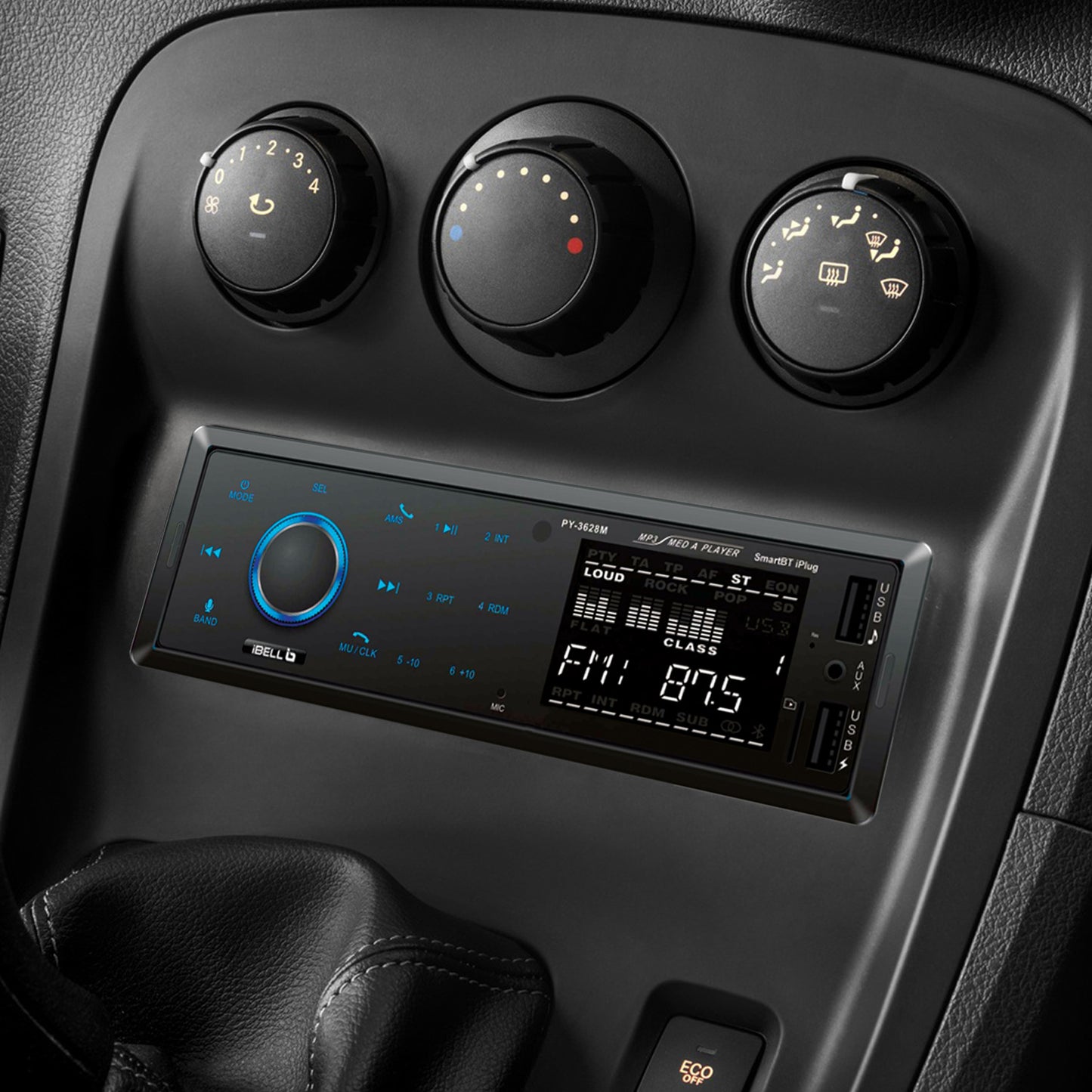 IBELL CP7920T Car Audio System, Bluetooth, Dual USB, AUX, SD Card, FM Radio, 140W Car Audio Player, LCD Display,1 DIN Music System, Voice Assistant (Black)