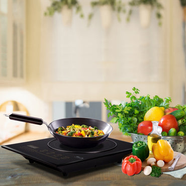 IBELL CROWN200Y Induction Cooktop 2200 Watt, Auto Shut Off, 1-Year Warranty, Crystal Glass Top, Touch Buttons, 8 Cooking Modes, Over Heat Protection, Big Size (Black)