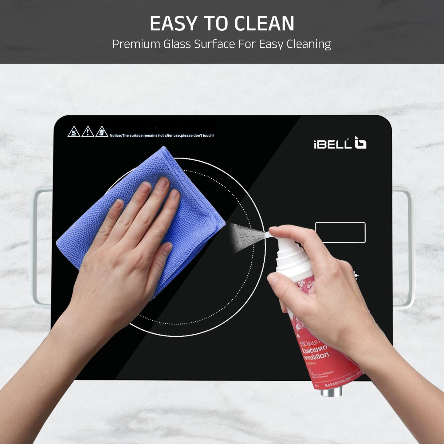 iBELL IBL CROWN 22 Infrared Induction Cooktop – 2000W, Temperature Control, Touch Panel, High Energy Efficient, Strong Handle, Compatible with all Cookwares (Black)