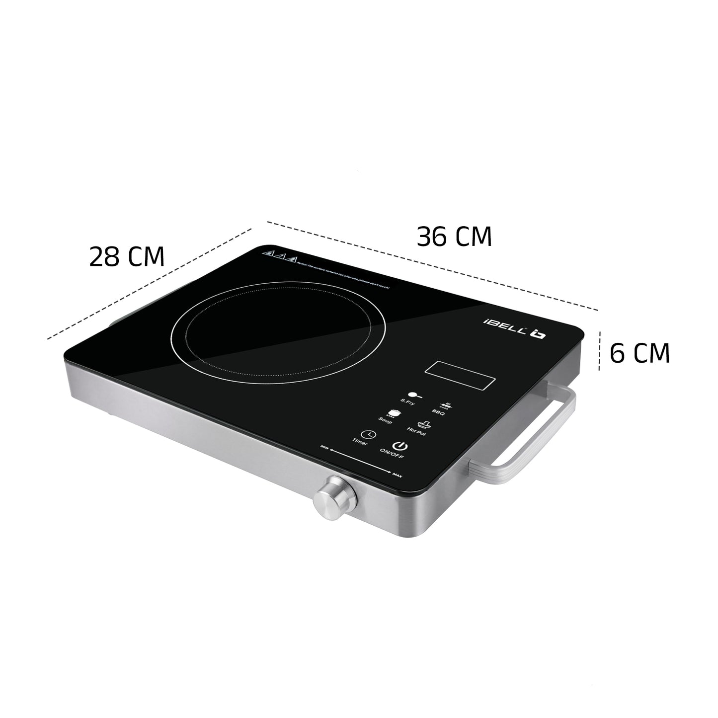 iBELL IBL CROWN 22 Infrared Induction Cooktop – 2000W, Temperature Control, Touch Panel, High Energy Efficient, Strong Handle, Compatible with all Cookwares (Black)