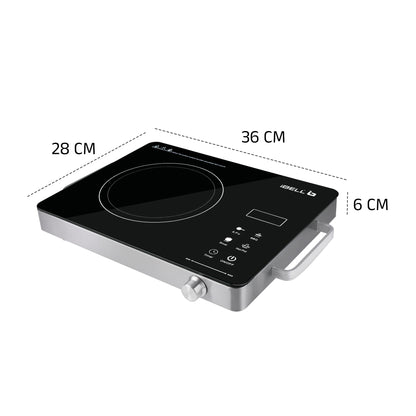 iBELL IBL CROWN 22 Infrared Induction Cooktop – 2000W, Temperature Control, Touch Panel, High Energy Efficient, Strong Handle, Compatible with all Cookwares (Black)