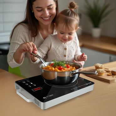 iBELL IBL CROWN 22 Infrared Induction Cooktop – 2000W, Temperature Control, Touch Panel, High Energy Efficient, Strong Handle, Compatible with all Cookwares (Black)