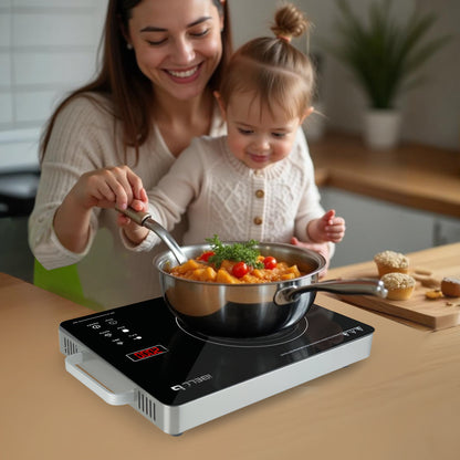 iBELL IBL CROWN 22 Infrared Induction Cooktop – 2000W, Temperature Control, Touch Panel, High Energy Efficient, Strong Handle, Compatible with all Cookwares (Black)