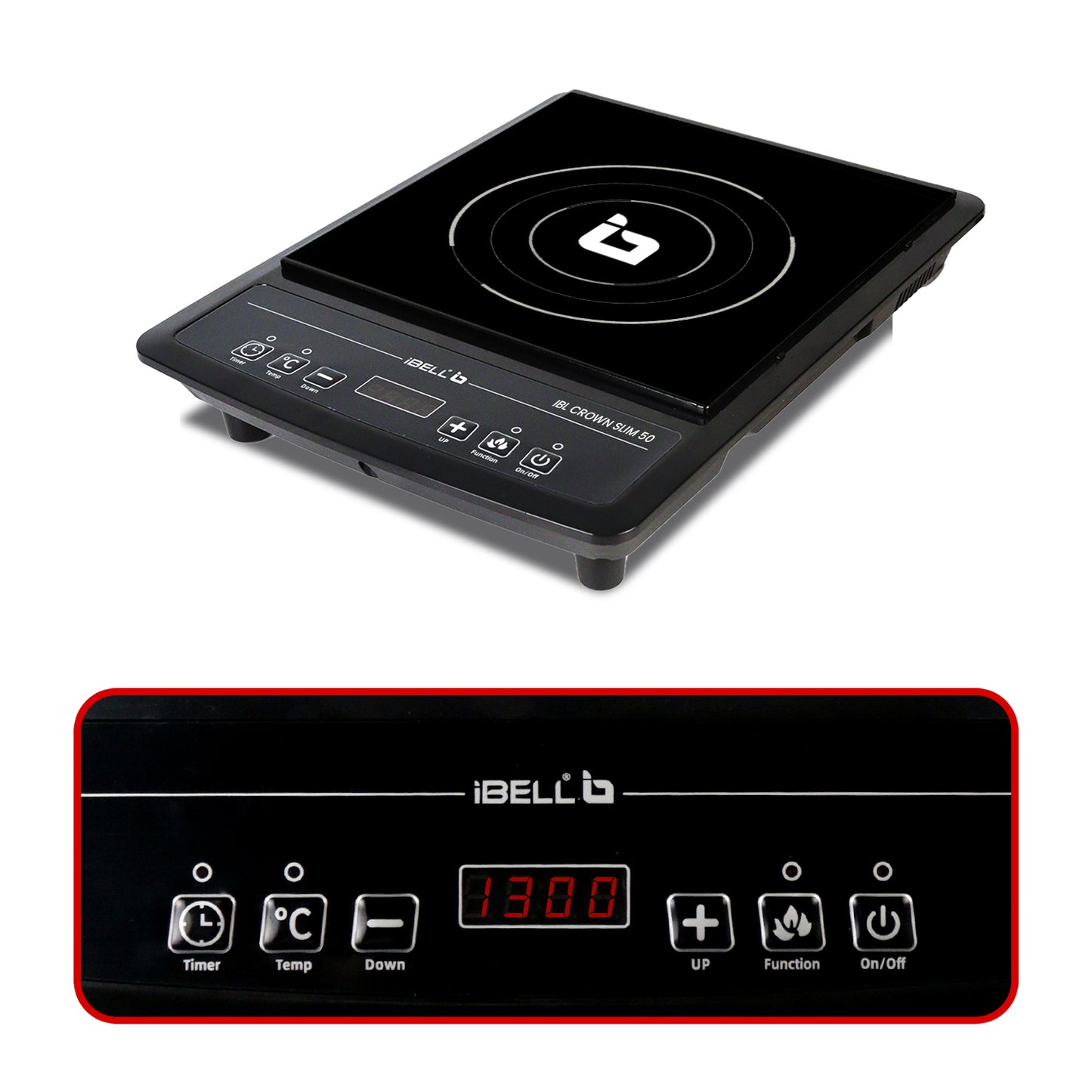 IBELL SLIM50 Induction Cooktop, 2000W, BIS Certified, LED Display, 2 Yr Warranty, Auto Shut-Off, Over Heat Protection (Black)