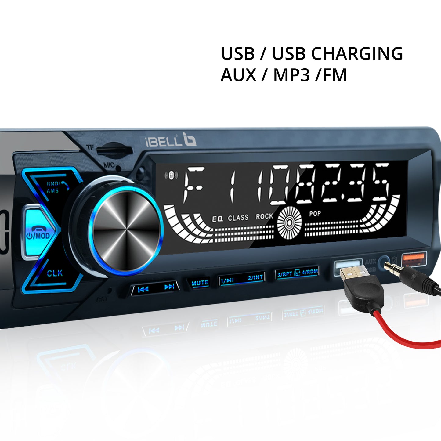 IBELL DXP 650 Car Audio System with Bluetooth, FM, Dual USB, AUX, SD Card, LCD Display Remote Control Car Audio Player