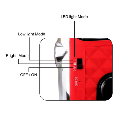 IBELL El8428Sl 2-in-1 Emergency Light, High Lumen Rechargeable with Flashlight/Torch, 15W Led Hand Lamp, 3 Light Modes (Red)