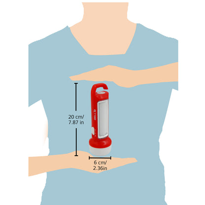 IBELL El8428Sl 2-in-1 Emergency Light, High Lumen Rechargeable with Flashlight/Torch, 15W Led Hand Lamp, 3 Light Modes (Red)