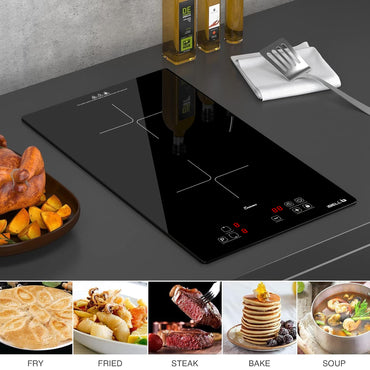 IBELL EMINENCE02 Induction Hob, Electric, 3500W, with 2 Heating Zones, Toughen Glass and Touch Controls (Black)