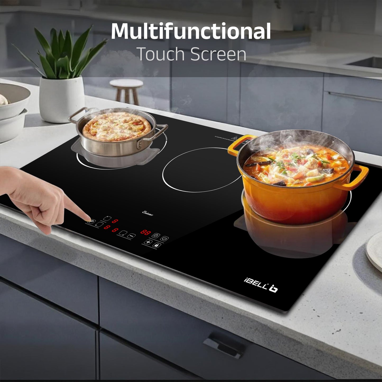 iBELL EMINENCE03 Induction Hob, Electric, 5600W, with 8 Level Power Setting, Auto -Off Protection, Toughened Glass and Touch Controls (Black)