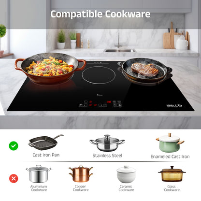 iBELL EMINENCE03 Induction Hob, Electric, 5600W, with 8 Level Power Setting, Auto -Off Protection, Toughened Glass and Touch Controls (Black)