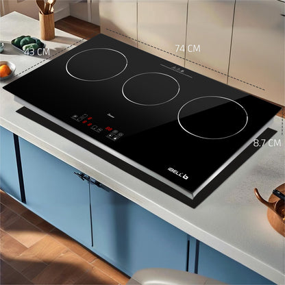 iBELL EMINENCE03 Induction Hob, Electric, 5600W, with 8 Level Power Setting, Auto -Off Protection, Toughened Glass and Touch Controls (Black)