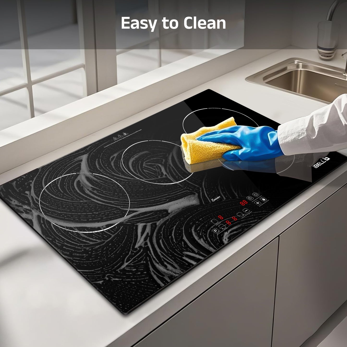 iBELL EMINENCE03 Induction Hob, Electric, 5600W, with 8 Level Power Setting, Auto -Off Protection, Toughened Glass and Touch Controls (Black)