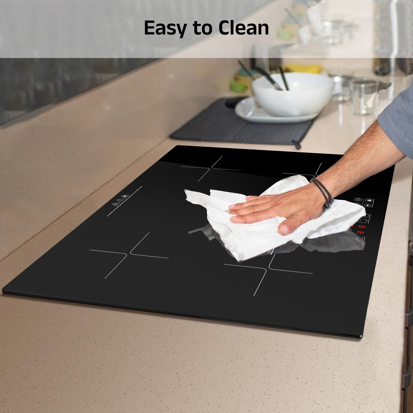 iBELL EMINENCE04, 7200W, Induction Hob – High-Performance Electric Cooktop with Boost Mode, 9 Adjustable Power Levels, Touch Panel, and Toughened Glass Surface.