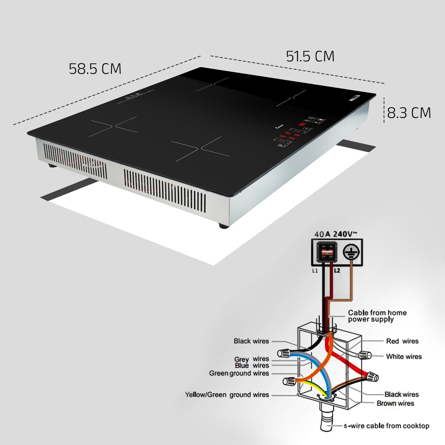 iBELL EMINENCE04, 7200W, Induction Hob – High-Performance Electric Cooktop with Boost Mode, 9 Adjustable Power Levels, Touch Panel, and Toughened Glass Surface.