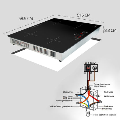 iBELL EMINENCE04, 7200W, Induction Hob – High-Performance Electric Cooktop with Boost Mode, 9 Adjustable Power Levels, Touch Panel, and Toughened Glass Surface.