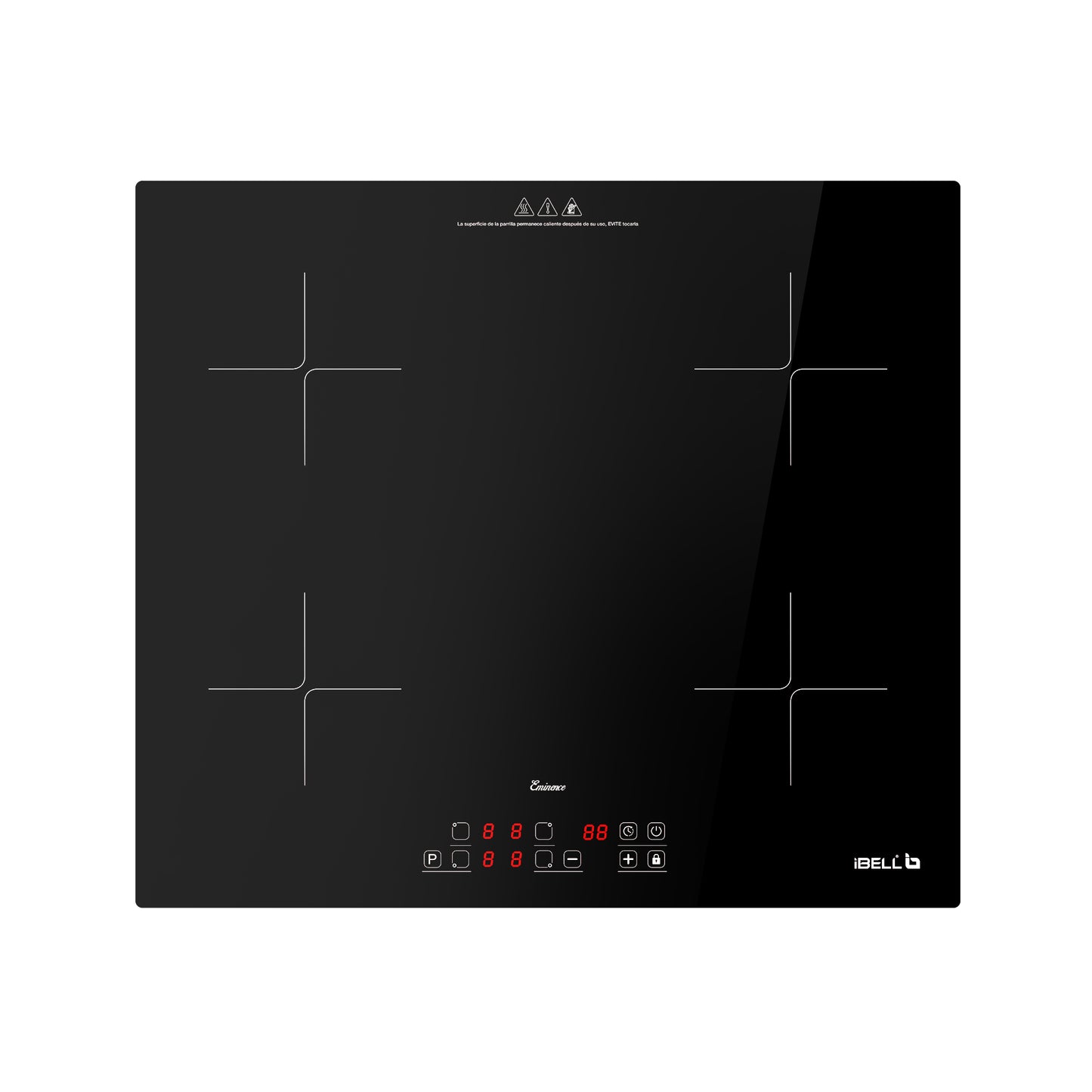 iBELL EMINENCE04, 7200W, Induction Hob – High-Performance Electric Cooktop with Boost Mode, 9 Adjustable Power Levels, Touch Panel, and Toughened Glass Surface.