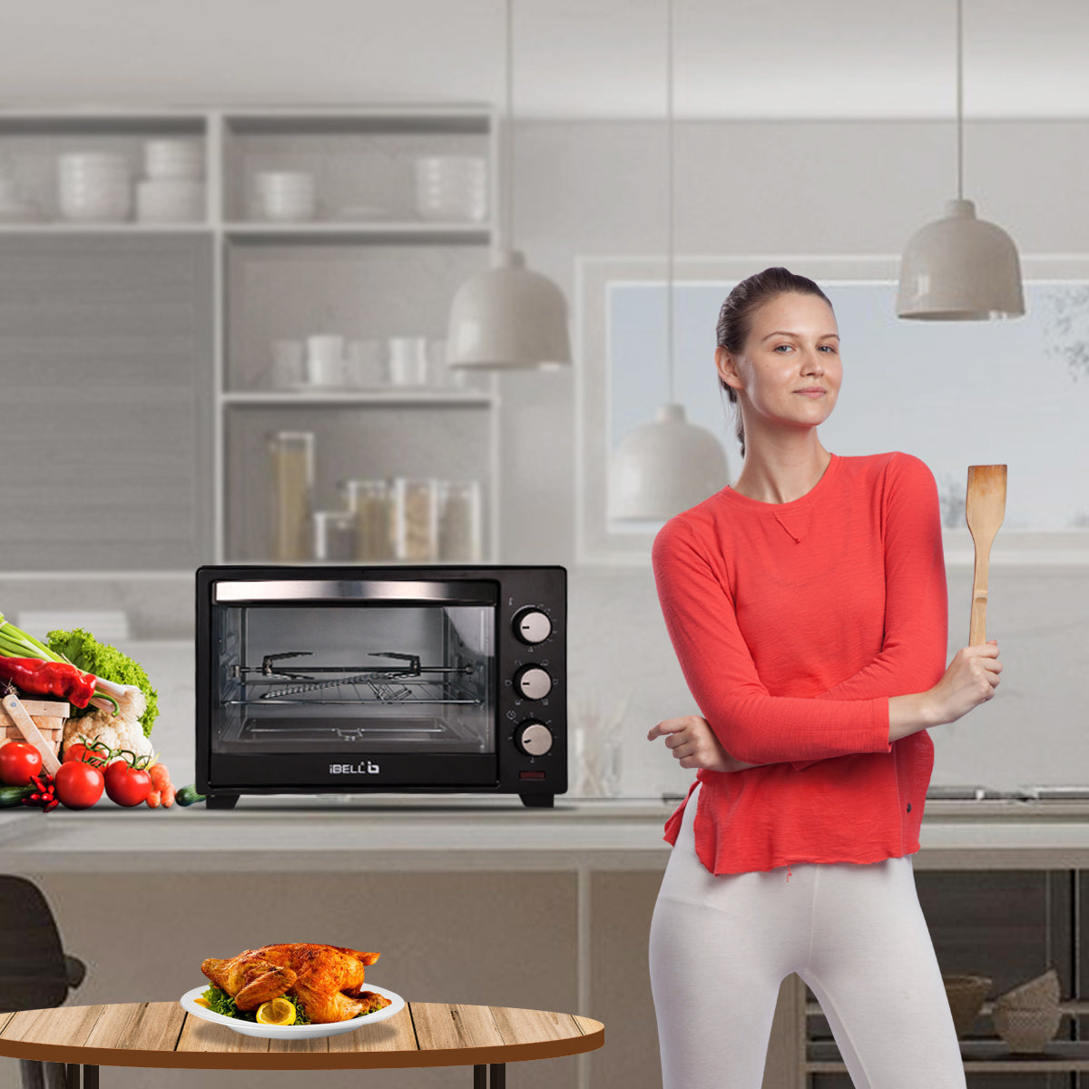 iBELL IBLEO25LG  25 Liters Electric Oven Toaster Grill Otg With Rotisserie, Black, 1600 Watts