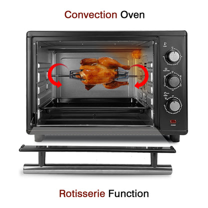 IBELL EO40LGDLX Electric Oven Toaster Grill OTG with Convection & Motorized Rotisserie, 1800 Watt, Multiple heating options, Illuminated Chamber (Black, 40 L)